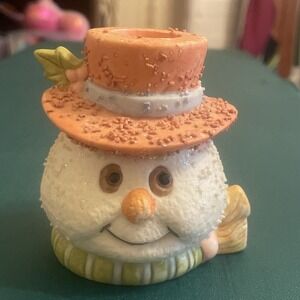 Snowman Top‎ hat Glitter, Taper Candle Holder